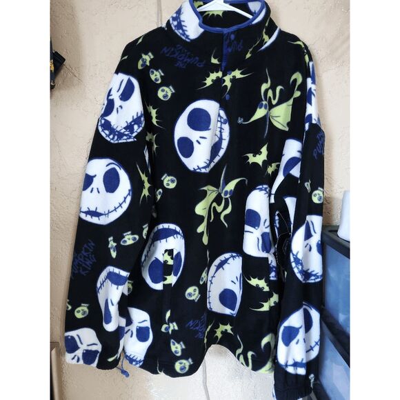 NWT Size XL Disney Nightmare Before Christmas Men's Snap-Up Pullover Fleece Jack - Picture 1 of 2